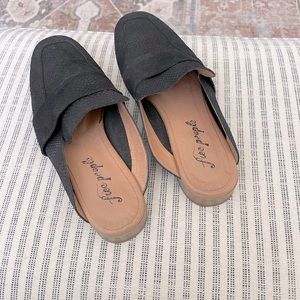 Free People Black Suede Mules